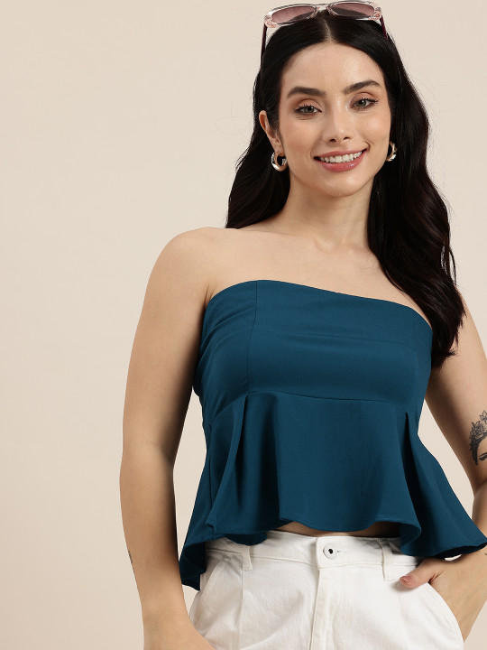 HERE&NOW Strapless Peplum Crop Top