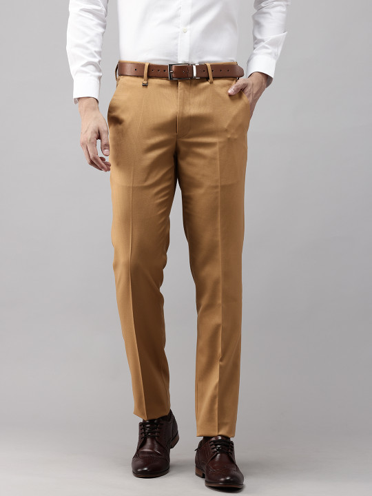 Van Heusen Men Textured Slim Fit Formal Trousers