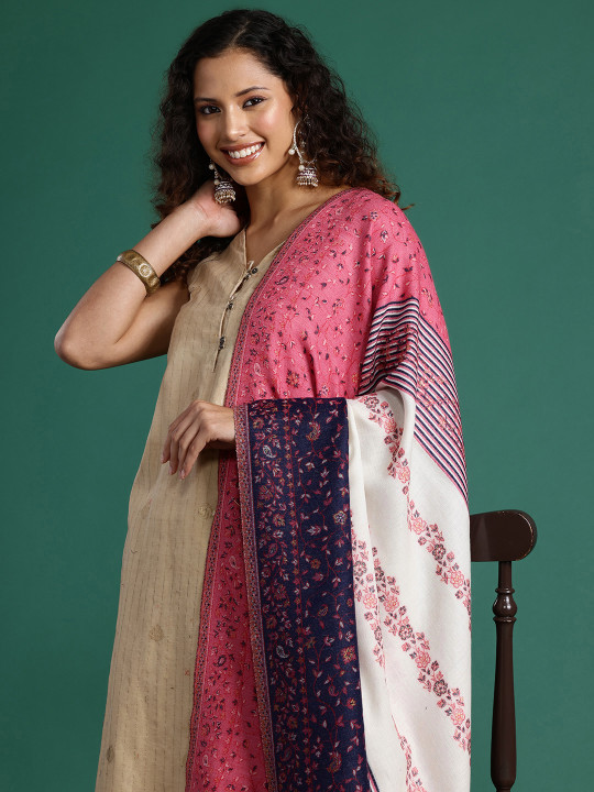 Sangria Women Floral Woven Design Shawl