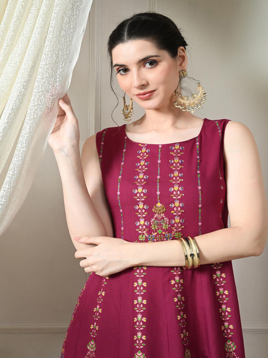TOP 30 Women Cotton Round Neck Fit & Flare Ethnic Dresses