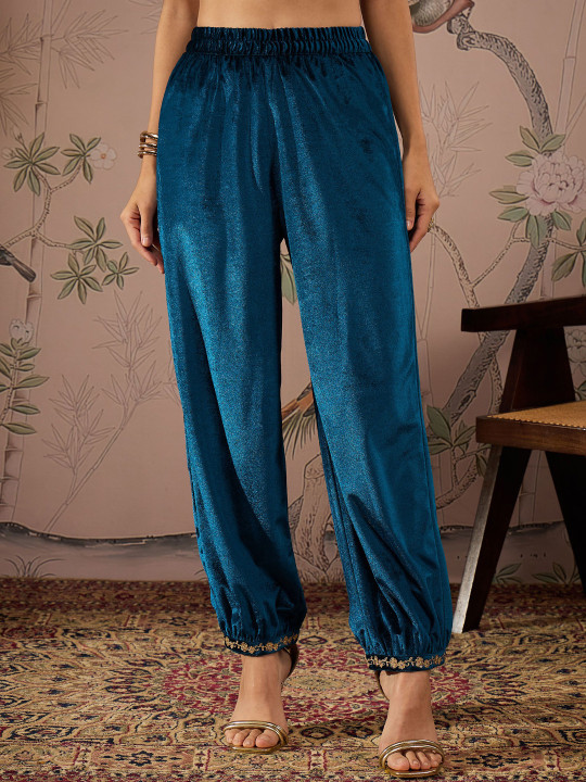 Shae by SASSAFRAS Women Embroidered Straight Fit Trousers