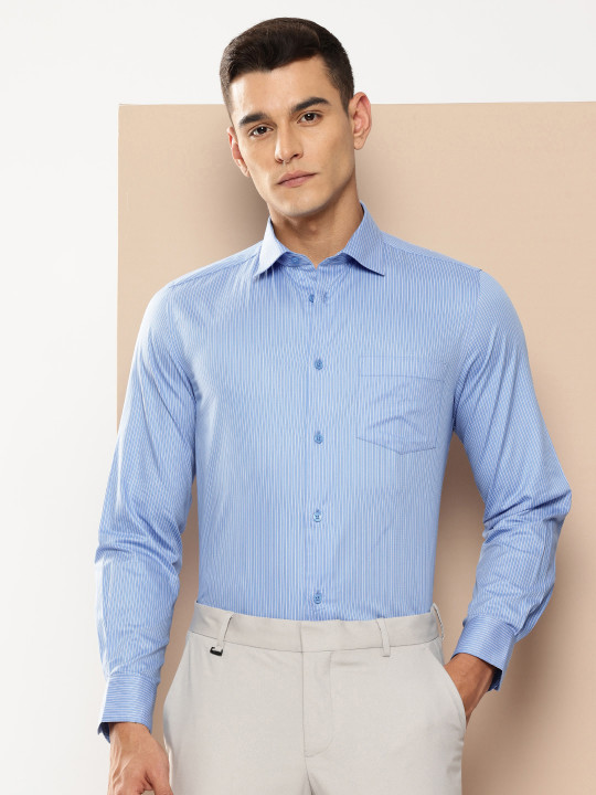 INVICTUS Slim Fit Opaque Striped Pure Cotton Formal Shirt