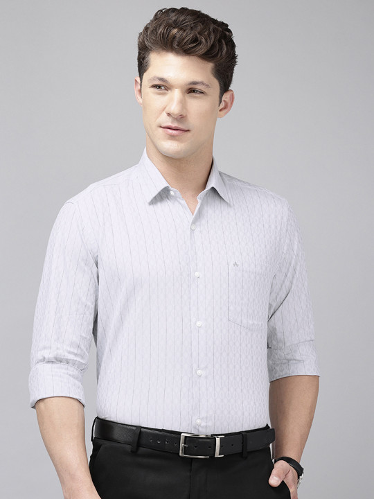 Arrow Manhattan Slim Fit Striped Pure Cotton Formal Shirt