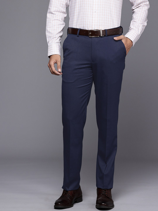 Louis Philippe Men Self-Design Slim Fit Formal Trousers