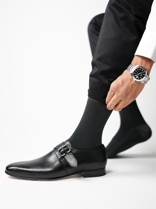 Theater Men Grey Mercerized Cotton Formal Socks
