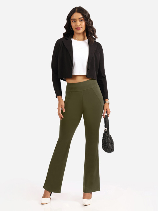 Blissclub Women Flared High-Rise Trouser
