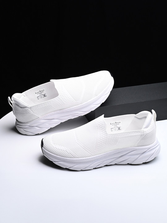 LOUIS STITCH Men Canadian White Casual Slip-On Fly Knit Sneakers