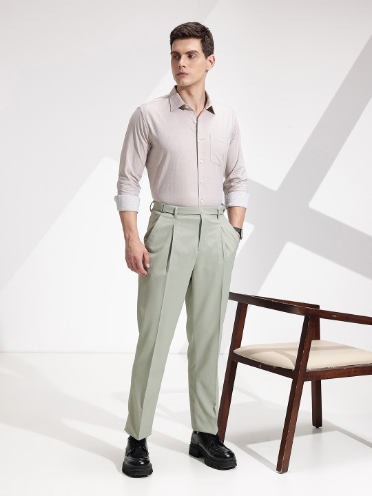 encore by INVICTUS Men Textured Formal Trousers
