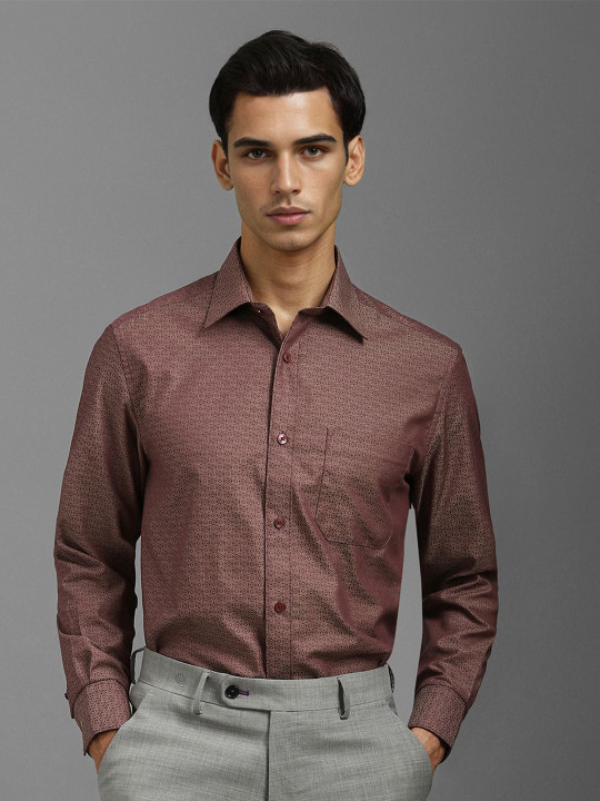Louis Philippe Men Classic Spread Collar Floral Printed Cotton Formal Shirt