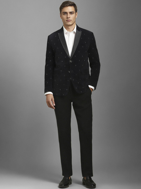 Louis Philippe Men Embellished Slim Fit Single-Breasted Two Piece Suit