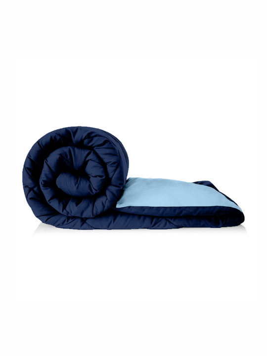 Jinaya's Navy Blue & Blue Microfiber Heavy Winter 233 GSM Single Bed Comforter
