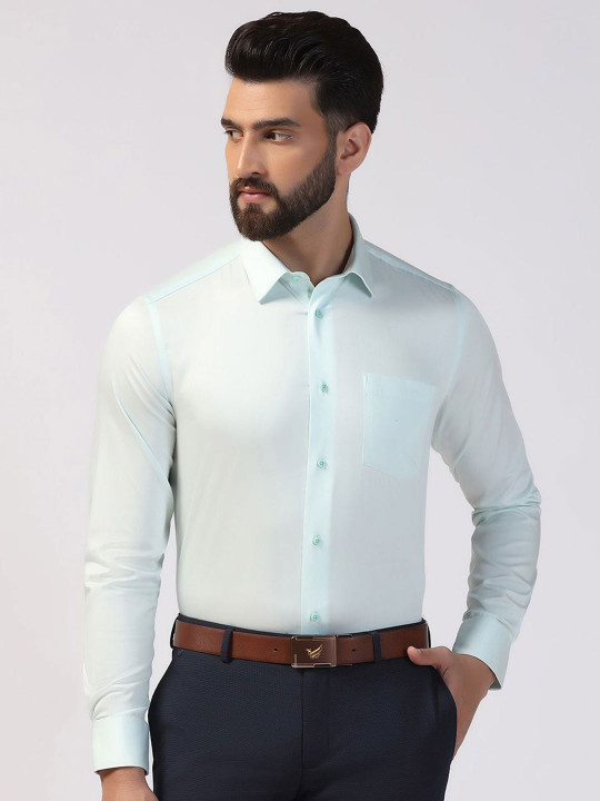 Blackberrys Men India Slim Spread Collar Solid Cotton Slim Fit Formal Shirt