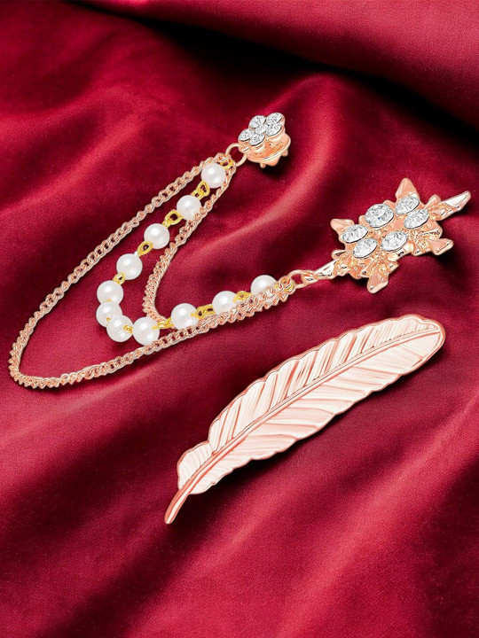 Mahi Men Leaf and Floral Layered Brooch