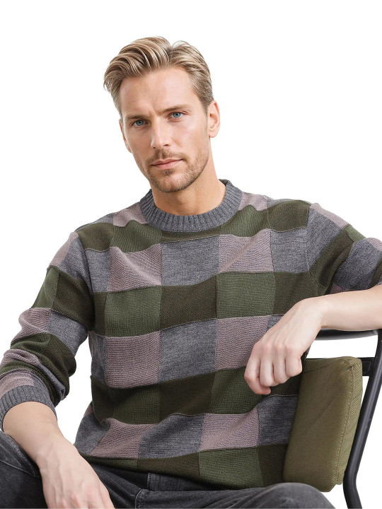 RARE RABBIT Men Checked Pullover
