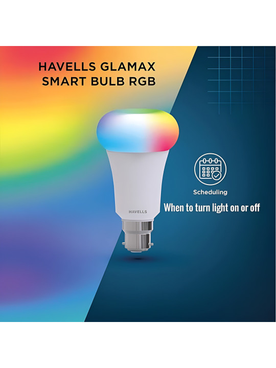 Havells Glamax White & Yellow 9W B22 WiFi LED Smart Bulb Compatible With Amazon Alexa