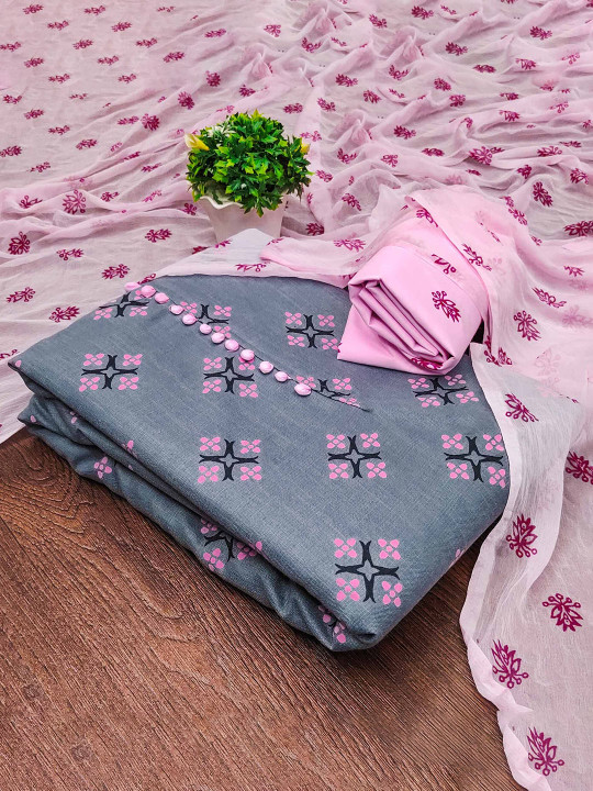 Peachmode Ethnic Motifs Printed Pure Cotton Unstitched Dress Material