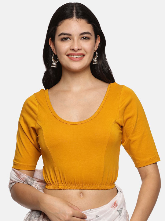 NOT YET by us Women Stretchable Readymade Saree Blouse