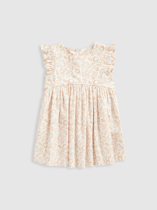 mothercare Girls Flutter Sleeve Pure Cotton Fit & Flare Dress
