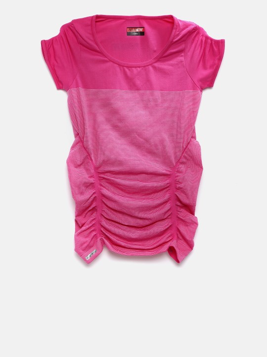 Women Pink Striped Top S