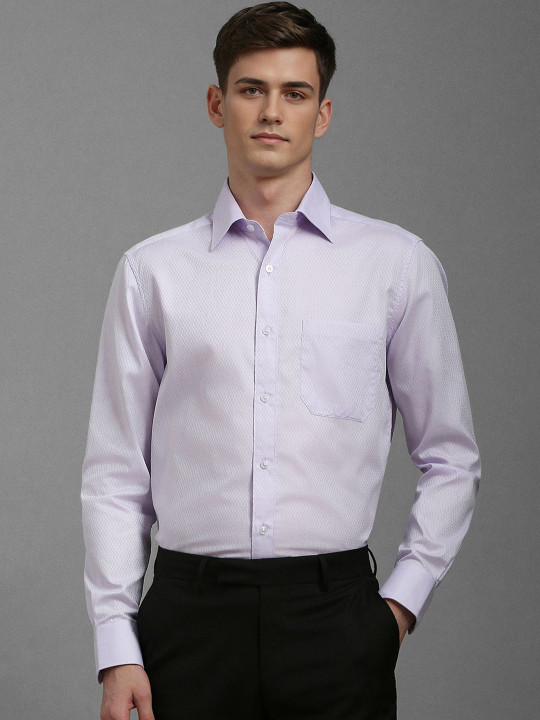 Louis Philippe Men Classic Fit Spread Collar Textured Cotton Formal Shirt