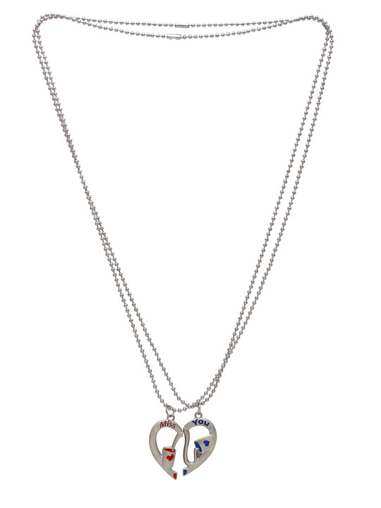 MEMOIR Unisex Set Of 2 Silver-Plated Pendants With Chains