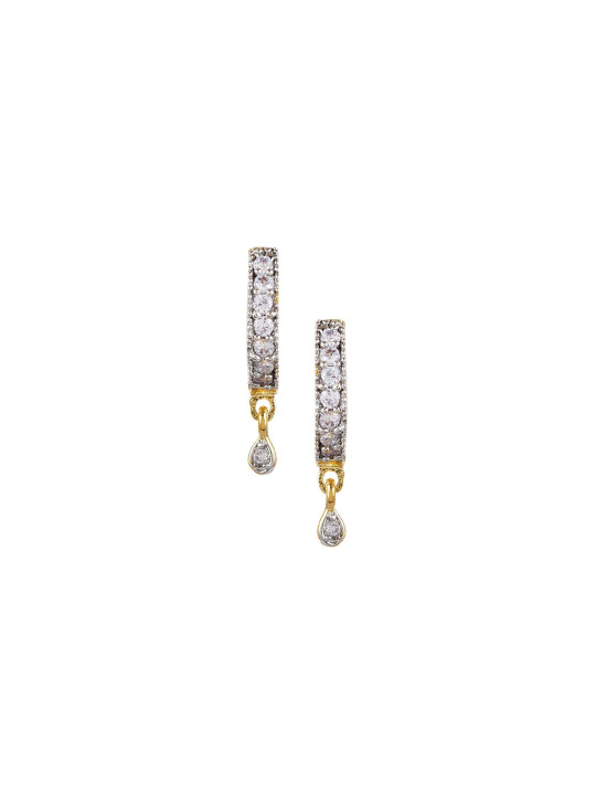 DIVASTRI Gold-Plated Artificial Stones Studded Embellished Drop Earrings