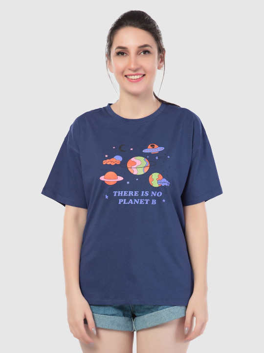 Juliet Women Graphic Printed Round Neck Cotton Relaxed Fit T-shirt