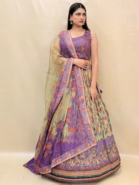 KUNDAN FAB Printed Ready to Wear Lehenga & Blouse With Dupatta