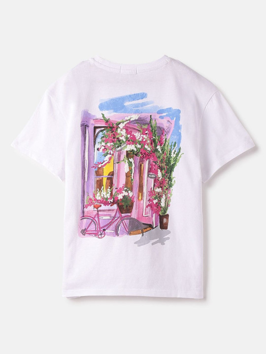 United Colors of Benetton Girls Graphic Printed Round Neck Pure Cotton T-shirt