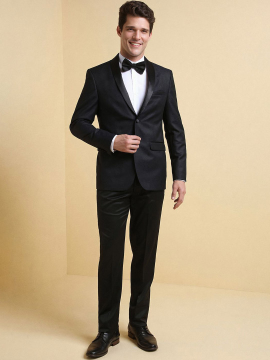 Allen Solly Men Self Design Slim-Fit Single-Breasted Two-Piece Suit