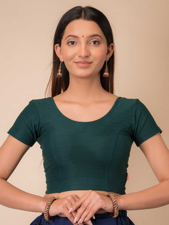 Bindigasm's Advi Self Designed Texture Cotton Stretchable Slip On Saree Blouse