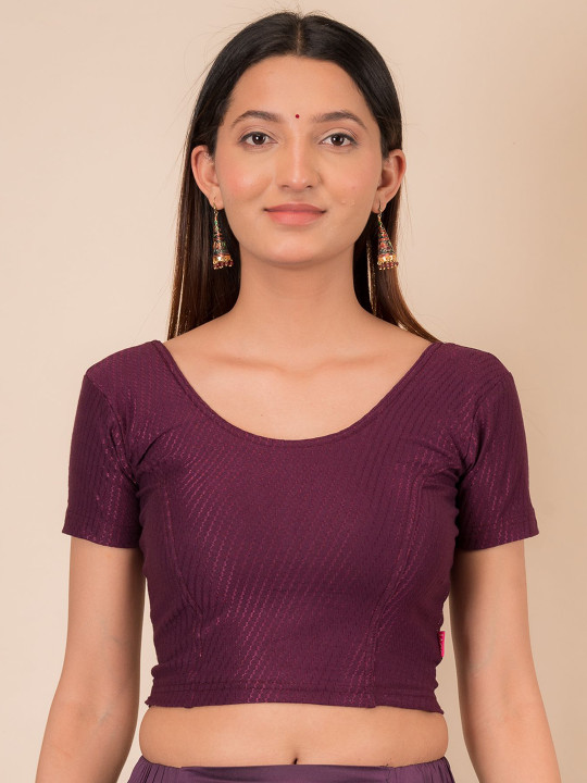 Bindigasm's Advi Self Designed Texture Cotton Stretchable Slip On Saree Blouse