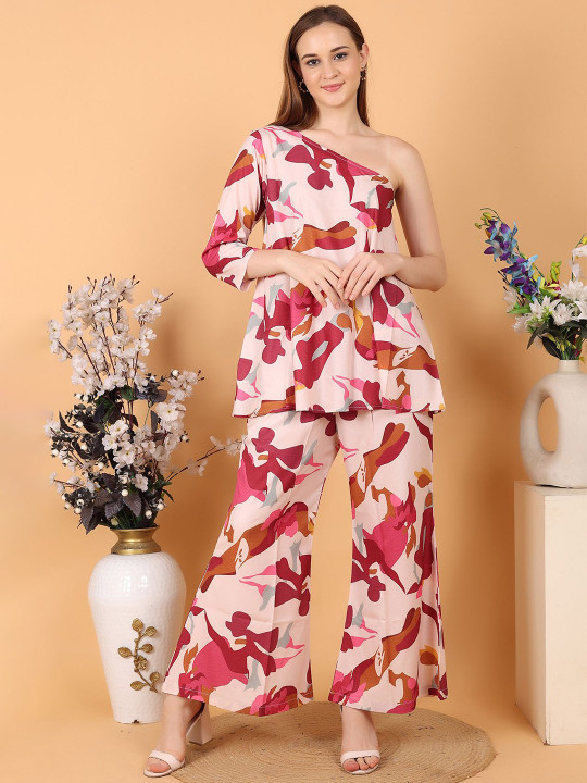 BAESD Printed One Shoulder Tunic With Trouser