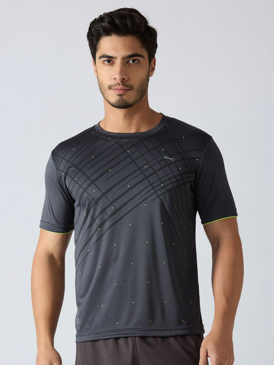 Black Panther Men Geometric Printed Round Neck T-shirt