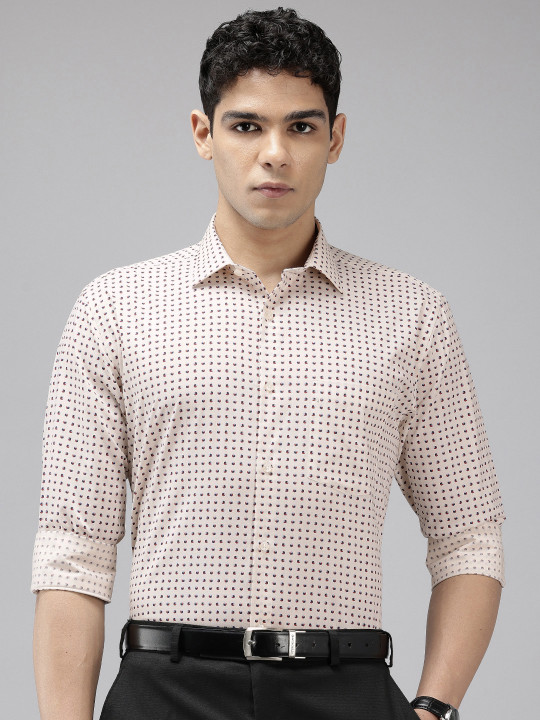 Park Avenue Pure Cotton Slim Fit Geometric Printed Formal Shirt