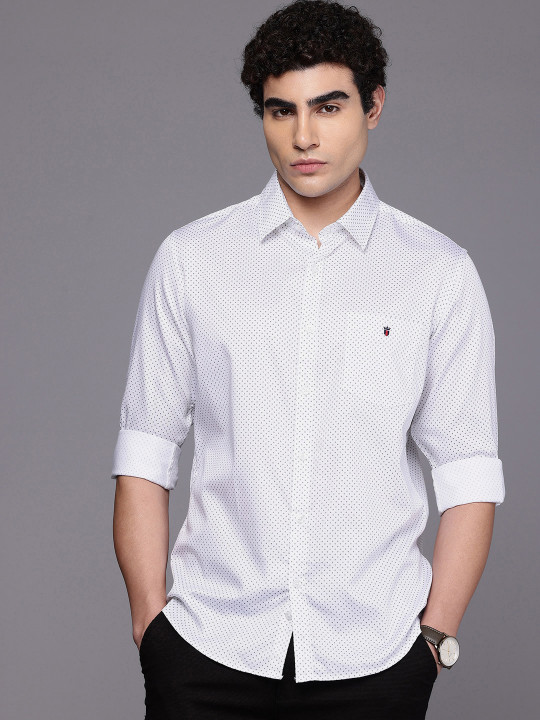 Louis Philippe Sport Pure Cotton Slim Fit Micro Ditsy Printed Casual Shirt
