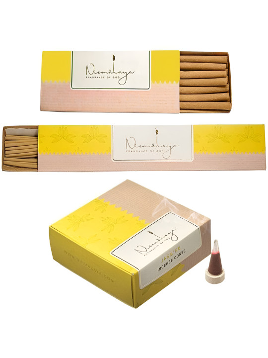 Nirmalaya Jasmine Incense Dhoop Sticks Cones Set