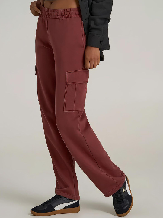BENZOS Women Cotton Mid Rise Track Pants