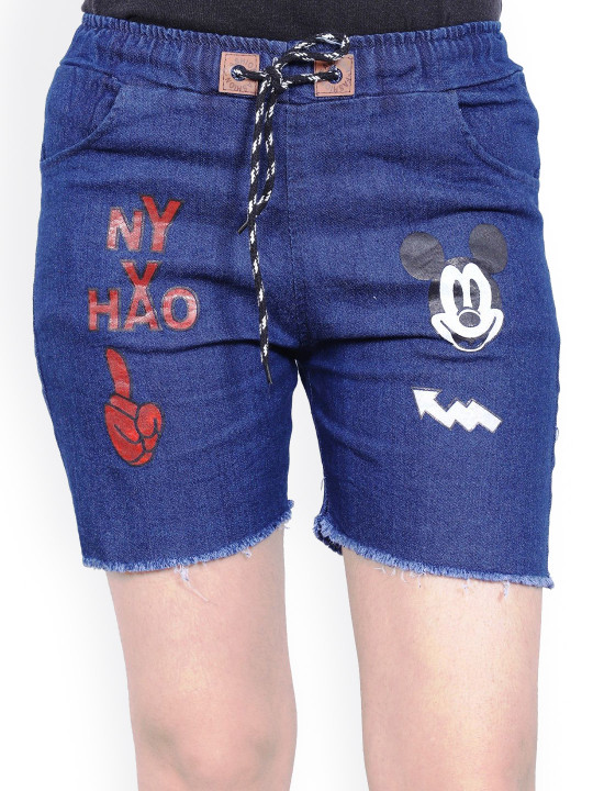 FABS COLLECTION Girls Typography Printed Regular Fit Denim Shorts