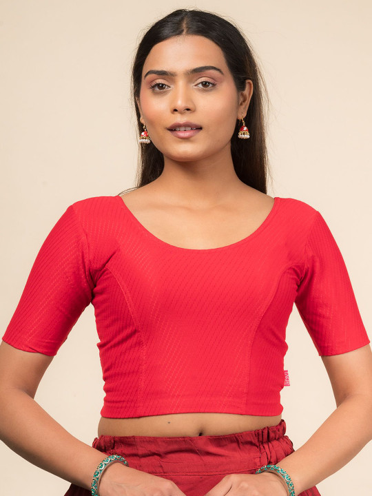 Bindigasm's Advi Round Neck Cotton Stretchable Slip On Blouse