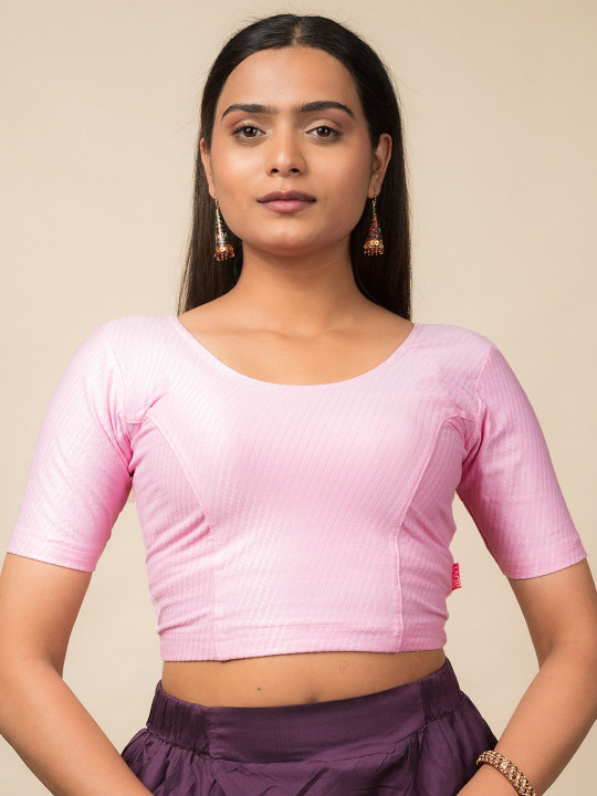 Bindigasm's Advi Self Design Cotton Stretchable Slip On Saree Blouse