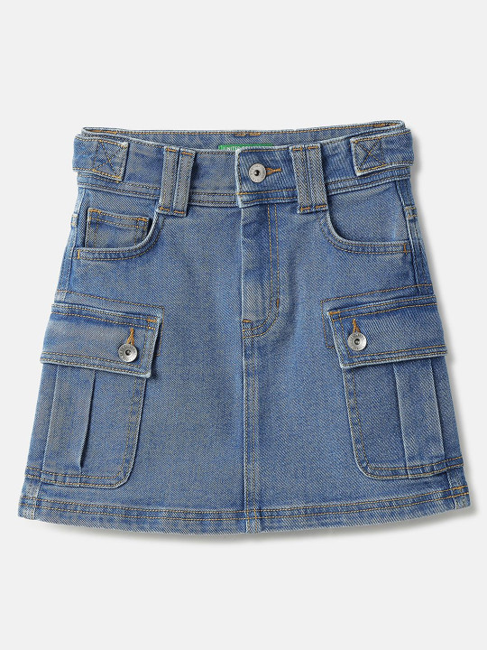 United Colors of Benetton Girls Washed A-Line Denim Skirt