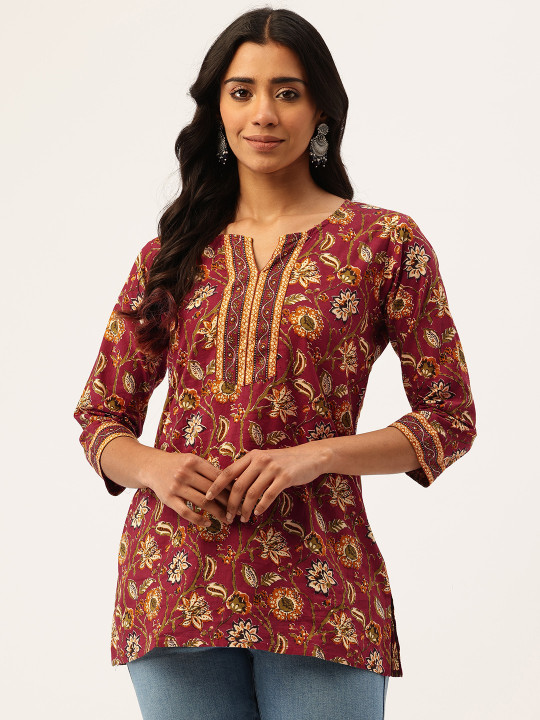 FERANOID Floral Printed Pure Cotton Kurti