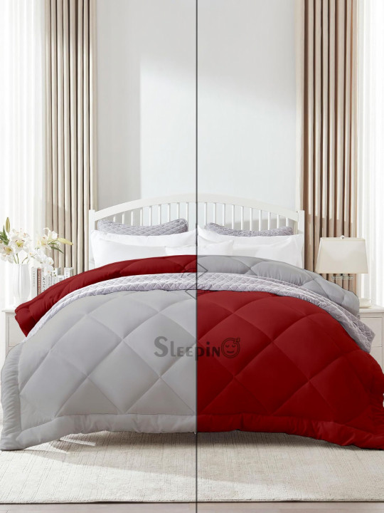 Sleepino Maroon Microfiber 400GSM Mild Winter Reversible Double Bed Comforter