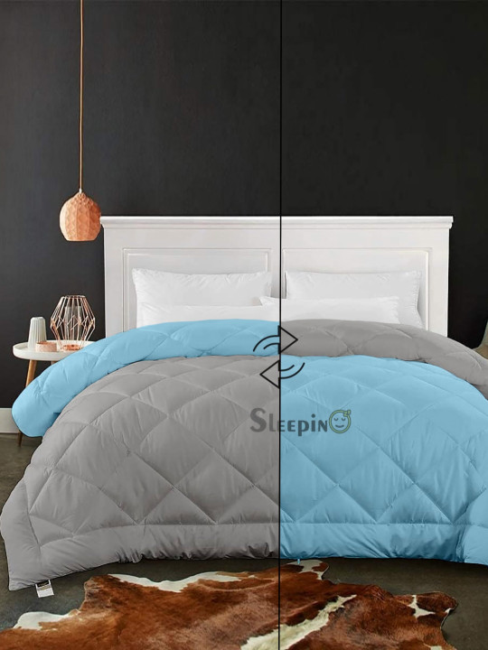 Sleepino Grey Microfiber Heavy Winter Reversible King Size Bed Comforter