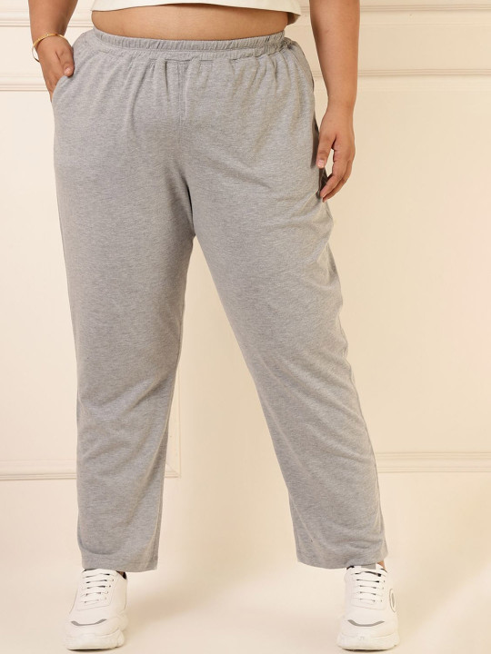 Amydus Women Plus Size High Waist Cotton Track Pants