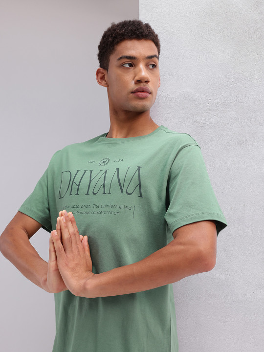 HRX by Hrithik Roshan Typography Printed Pure Cotton Yoga T-shirt