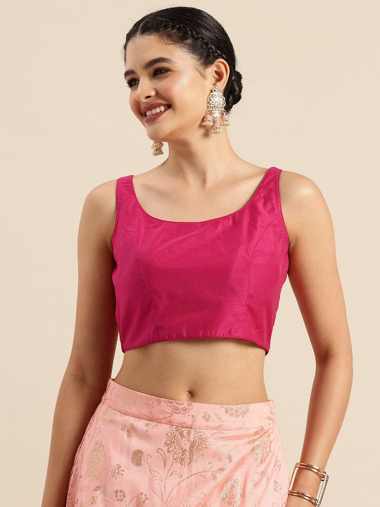 Ethnovog Ready To Wear Sleeveless Art Silk Blouse