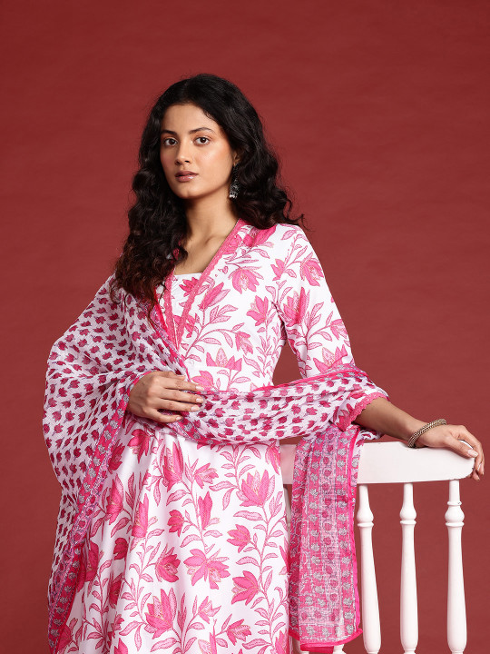 Anouk X fwd Floral Printed Lace Inserts Empire Kurta Set