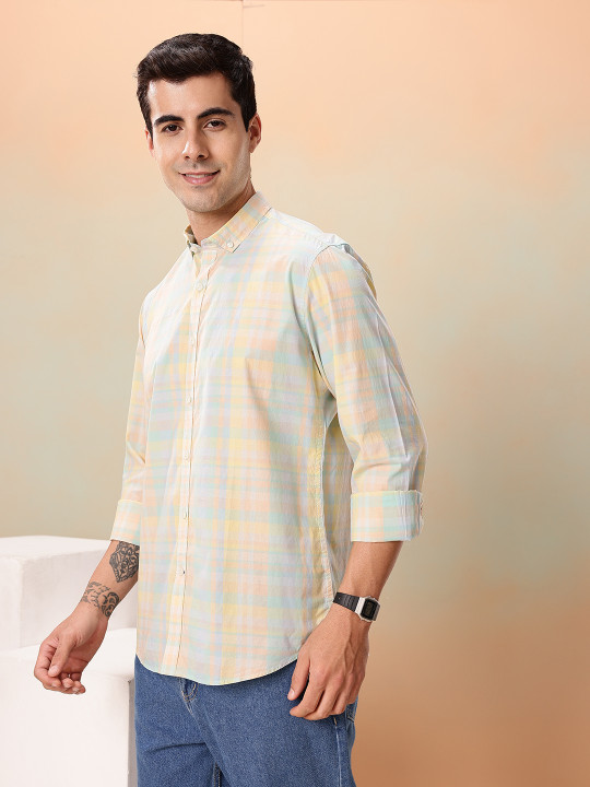 Mast & Harbour Men Standard Checked Cotton Casual Shirt
